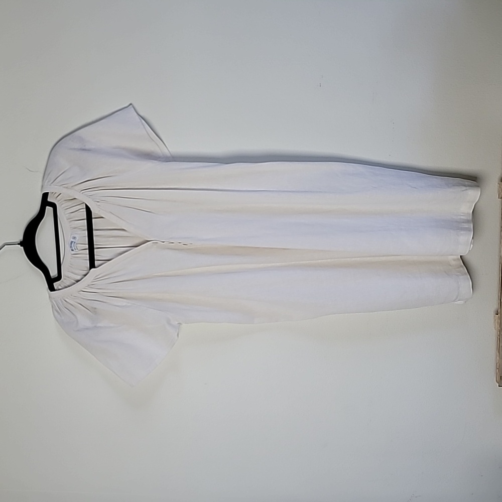 4OUR DREAMERS White Linen Blend Henley Midi Dress Size M Beach Cottagecore